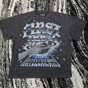 First Row Radical Intelligence NWOT black and blue crystallized tee #FirstRow